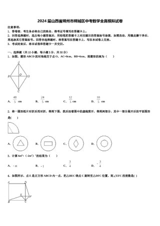 2024届山西省朔州市朔城区中考数学全真模拟试卷含解析.doc