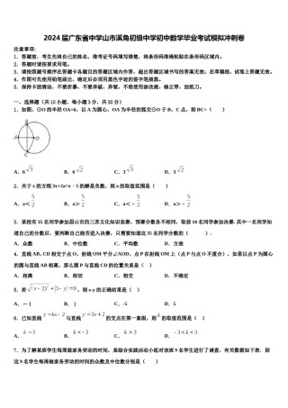 2024届广东省中学山市溪角初级中学初中数学毕业考试模拟冲刺卷含解析.doc