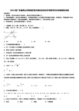 2024届广东省佛山市南海区里水镇达标名校中考数学对点突破模拟试卷含解析.doc