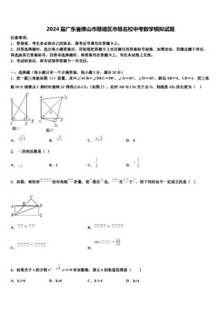 2024届广东省佛山市顺德区市级名校中考数学模拟试题含解析.doc