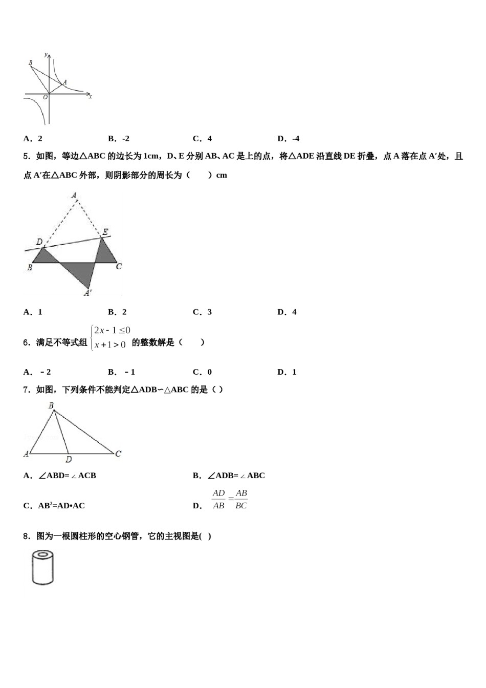 2024届广东省揭阳市普宁市重点达标名校中考数学模试卷含解析.doc_第2页