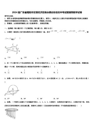 2024届广东省揭阳市空港经济区砲台镇达标名校中考试题猜想数学试卷含解析.doc