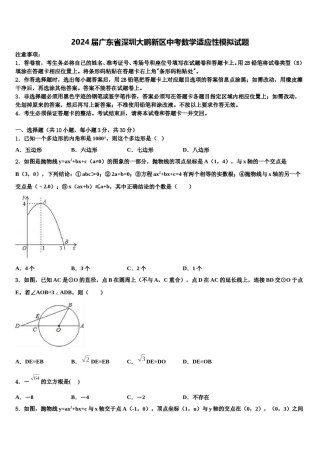 2024届广东省深圳大鹏新区中考数学适应性模拟试题含解析.doc