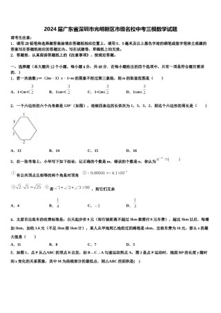 2024届广东省深圳市光明新区市级名校中考三模数学试题含解析.doc