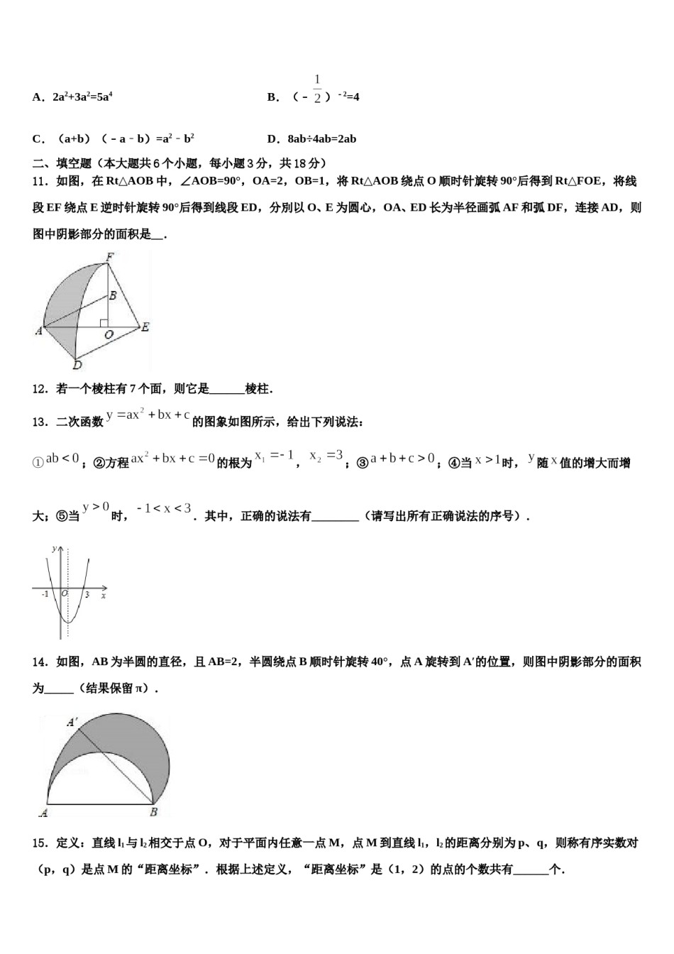 2024届广东省深圳市耀华实验校中考适应性考试数学试题含解析.doc_第3页