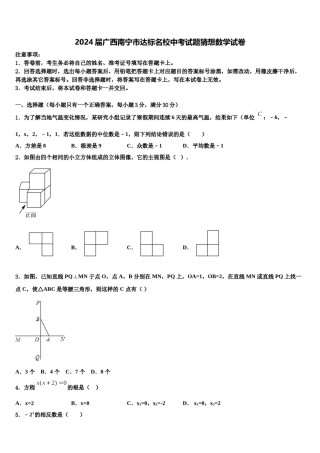 2024届广西南宁市达标名校中考试题猜想数学试卷含解析.doc
