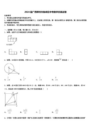 2024届广西柳州市鱼峰区中考数学仿真试卷含解析.doc