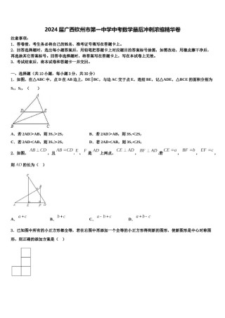 2024届广西钦州市第一中学中考数学最后冲刺浓缩精华卷含解析.doc