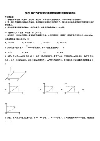 2024届广西防城港市中考数学最后冲刺模拟试卷含解析.doc