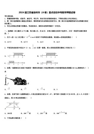 2024届江苏省徐州市（A卷）重点名校中考数学押题试卷含解析.doc