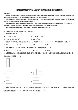 2024届江苏省江苏省大丰市万盈初级中学中考数学押题卷含解析.doc