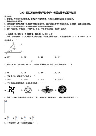 2024届江苏省苏州市平江中学中考适应性考试数学试题含解析.doc