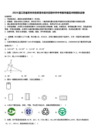 2024届江苏省苏州市张家港市梁丰初级中学中考数学最后冲刺模拟试卷含解析.doc