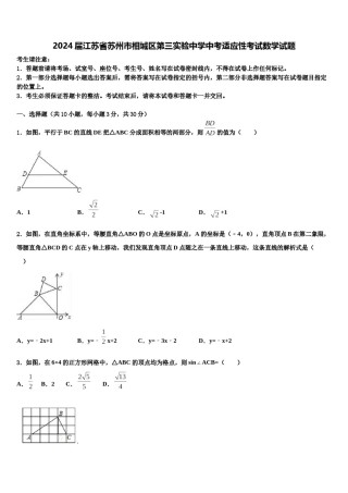 2024届江苏省苏州市相城区第三实验中学中考适应性考试数学试题含解析.doc