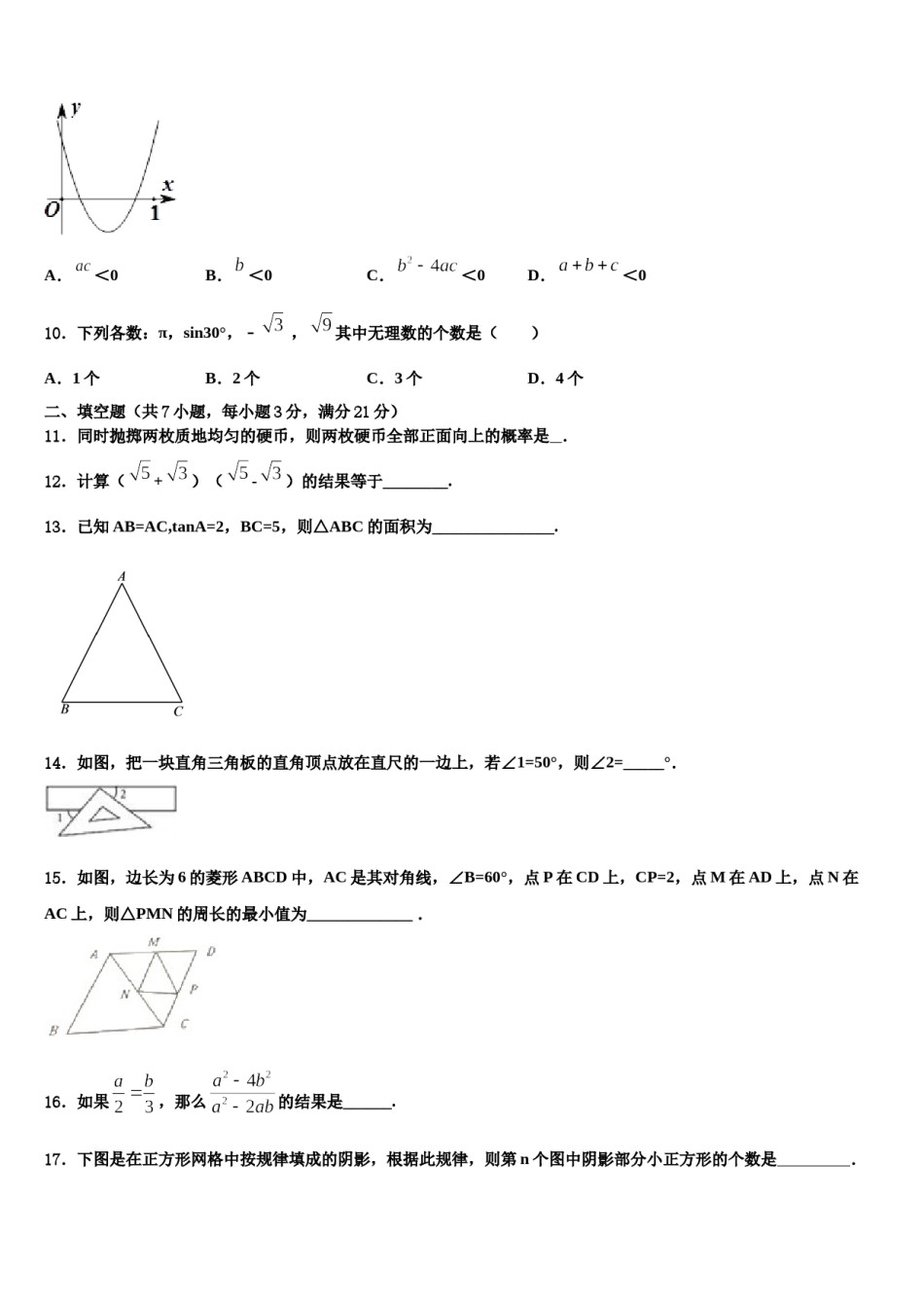 2024届江苏省靖江外国语学校中考数学适应性模拟试题含解析.doc_第3页