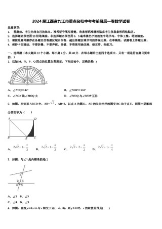 2024届江西省九江市重点名校中考考前最后一卷数学试卷含解析.doc