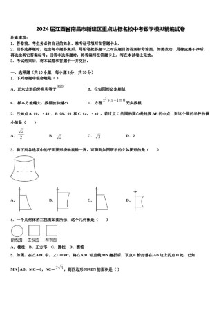 2024届江西省南昌市新建区重点达标名校中考数学模拟精编试卷含解析.doc
