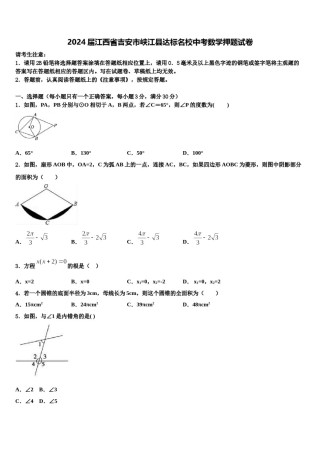 2024届江西省吉安市峡江县达标名校中考数学押题试卷含解析.doc