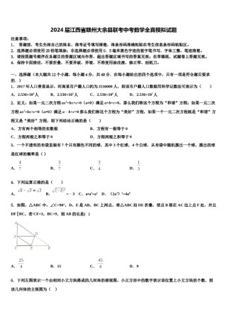 2024届江西省赣州大余县联考中考数学全真模拟试题含解析.doc