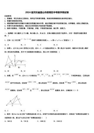 2024届河北省唐山市路南区中考数学模试卷含解析.doc