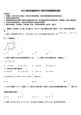2024届河北省廊坊市广阳区中考四模数学试题含解析.doc