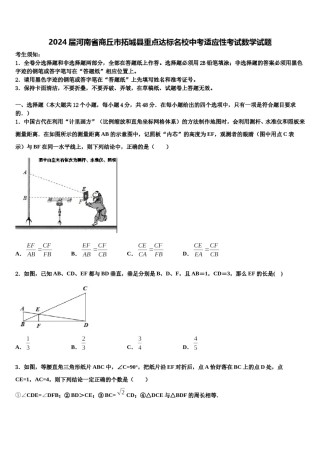 2024届河南省商丘市拓城县重点达标名校中考适应性考试数学试题含解析.doc