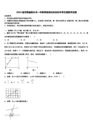 2024届河南省新乡市一中教育集团达标名校中考五模数学试题含解析.doc