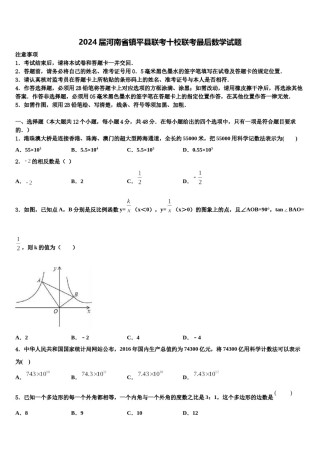 2024届河南省镇平县联考十校联考最后数学试题含解析.doc
