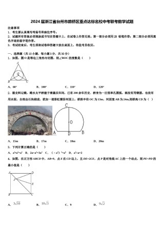 2024届浙江省台州市路桥区重点达标名校中考联考数学试题含解析.doc