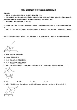 2024届浙江省宁波市宁海县中考数学模试卷含解析.doc
