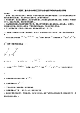 2024届浙江省杭州市余杭区国际校中考数学对点突破模拟试卷含解析.doc