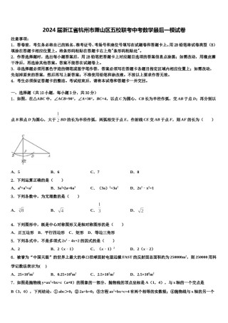 2024届浙江省杭州市萧山区五校联考中考数学最后一模试卷含解析.doc