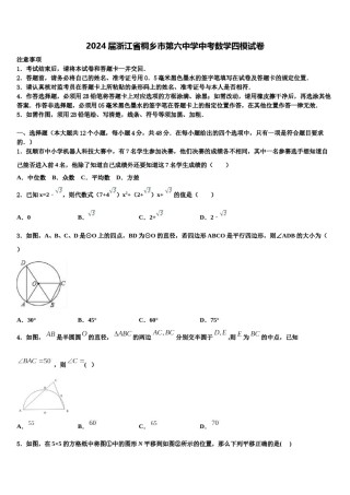 2024届浙江省桐乡市第六中学中考数学四模试卷含解析.doc