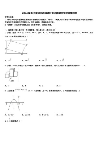 2024届浙江省绍兴市越城区重点中学中考数学押题卷含解析.doc