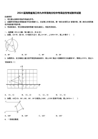2024届海南省海口市九中学海甸分校中考适应性考试数学试题含解析.doc