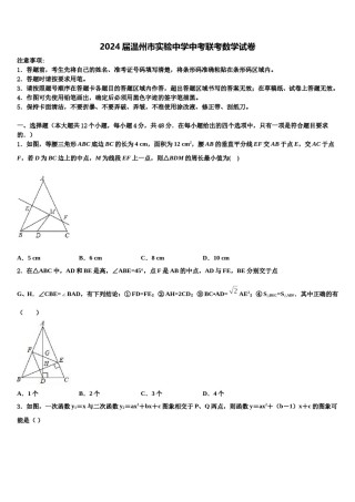 2024届温州市实验中学中考联考数学试卷含解析.doc