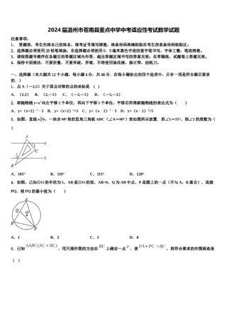 2024届温州市苍南县重点中学中考适应性考试数学试题含解析.doc