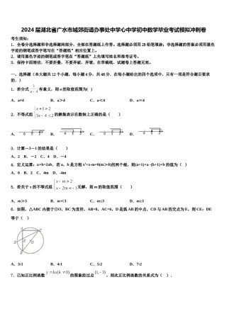 2024届湖北省广水市城郊街道办事处中学心中学初中数学毕业考试模拟冲刺卷含解析.doc