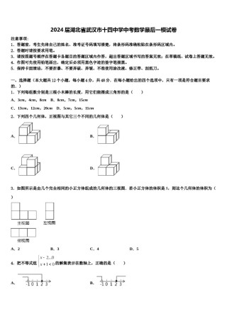 2024届湖北省武汉市十四中学中考数学最后一模试卷含解析.doc