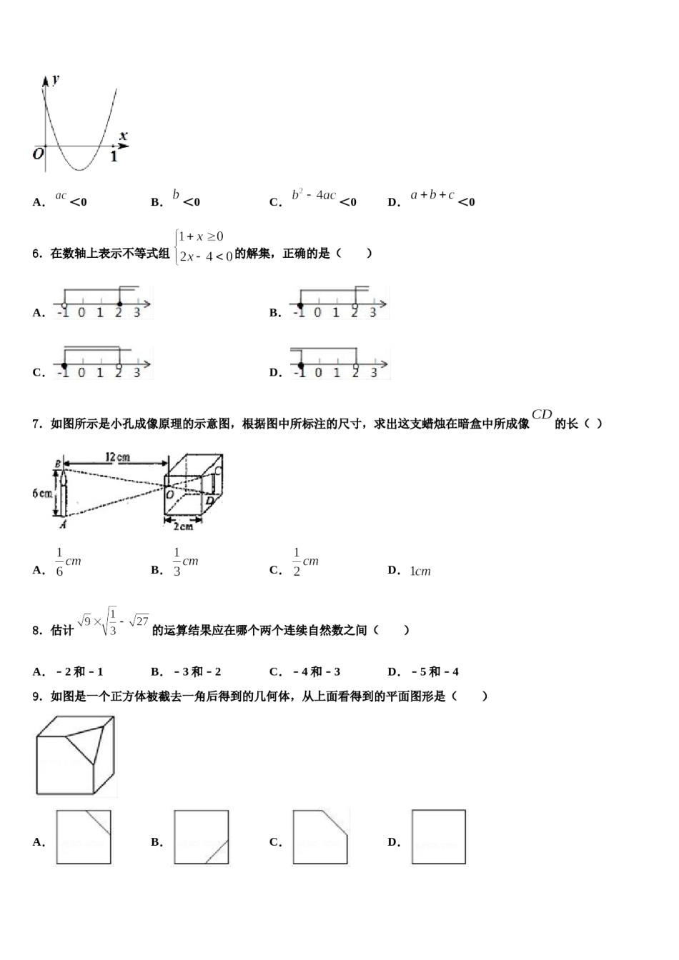 2024届湖北省武汉市武昌区拼搏联盟中考数学五模试卷含解析.doc_第2页