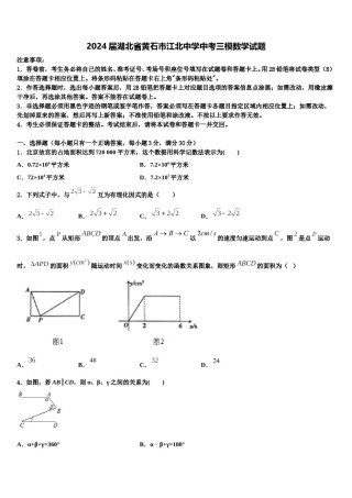 2024届湖北省黄石市江北中学中考三模数学试题含解析.doc