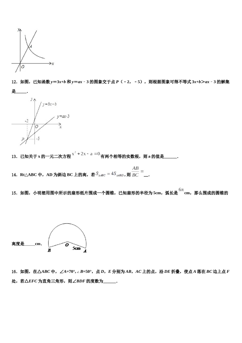 2024届湖南师大附中中考数学押题试卷含解析.doc_第3页