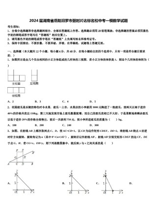 2024届湖南省岳阳汨罗市弼时片达标名校中考一模数学试题含解析.doc