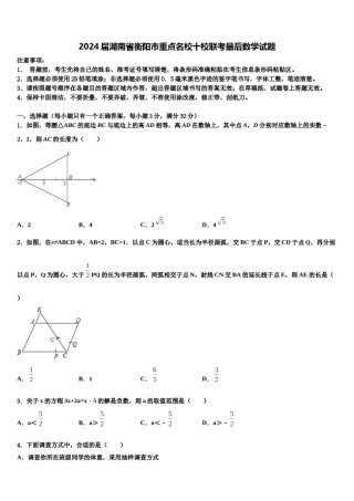 2024届湖南省衡阳市重点名校十校联考最后数学试题含解析.doc