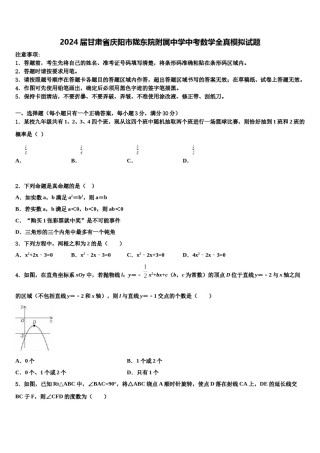 2024届甘肃省庆阳市陇东院附属中学中考数学全真模拟试题含解析.doc