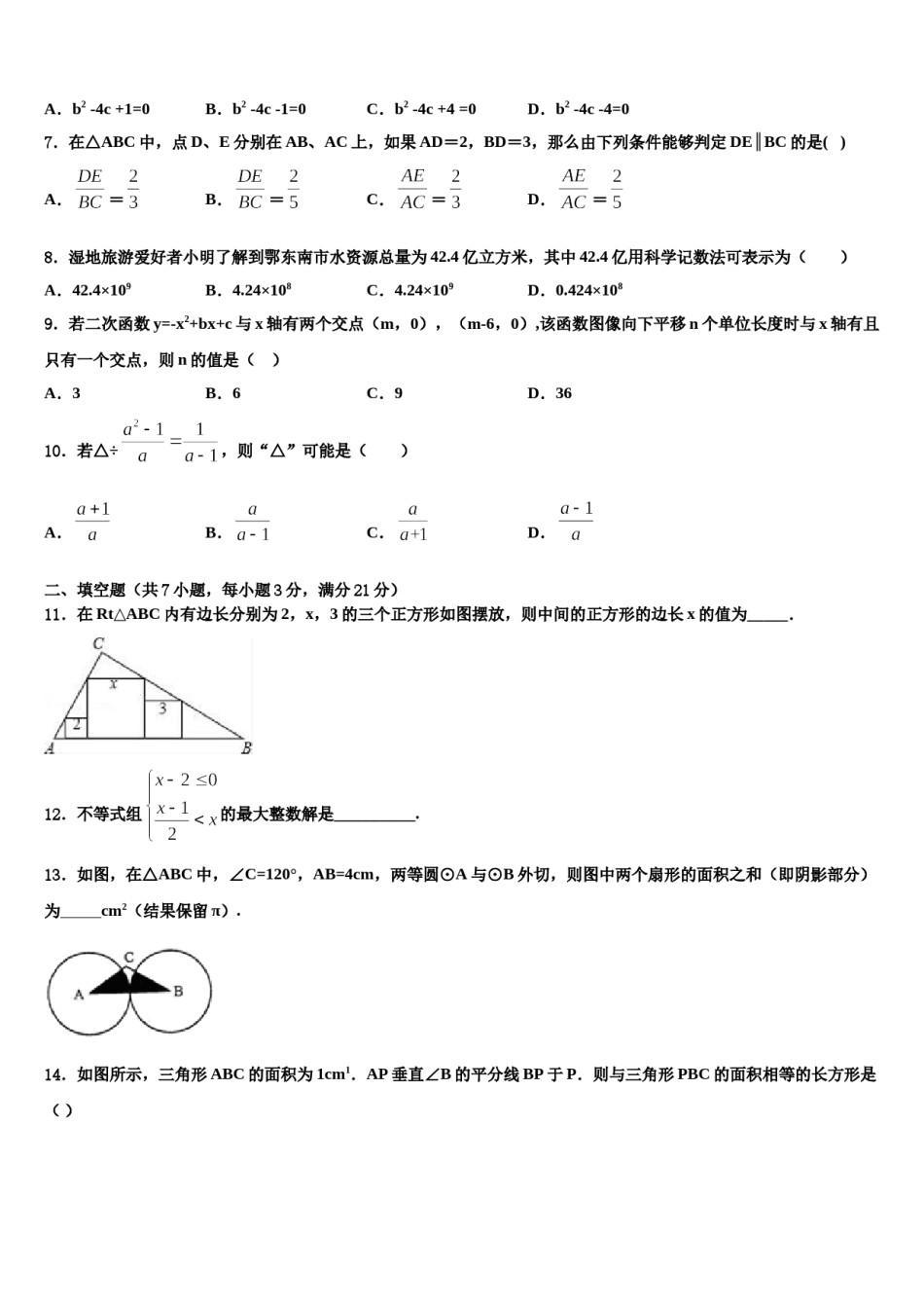 2024届福建省南平市育才中学中考数学考试模拟冲刺卷含解析.doc_第2页