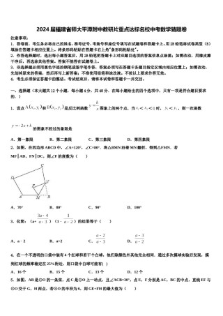 2024届福建省师大平潭附中教研片重点达标名校中考数学猜题卷含解析.doc