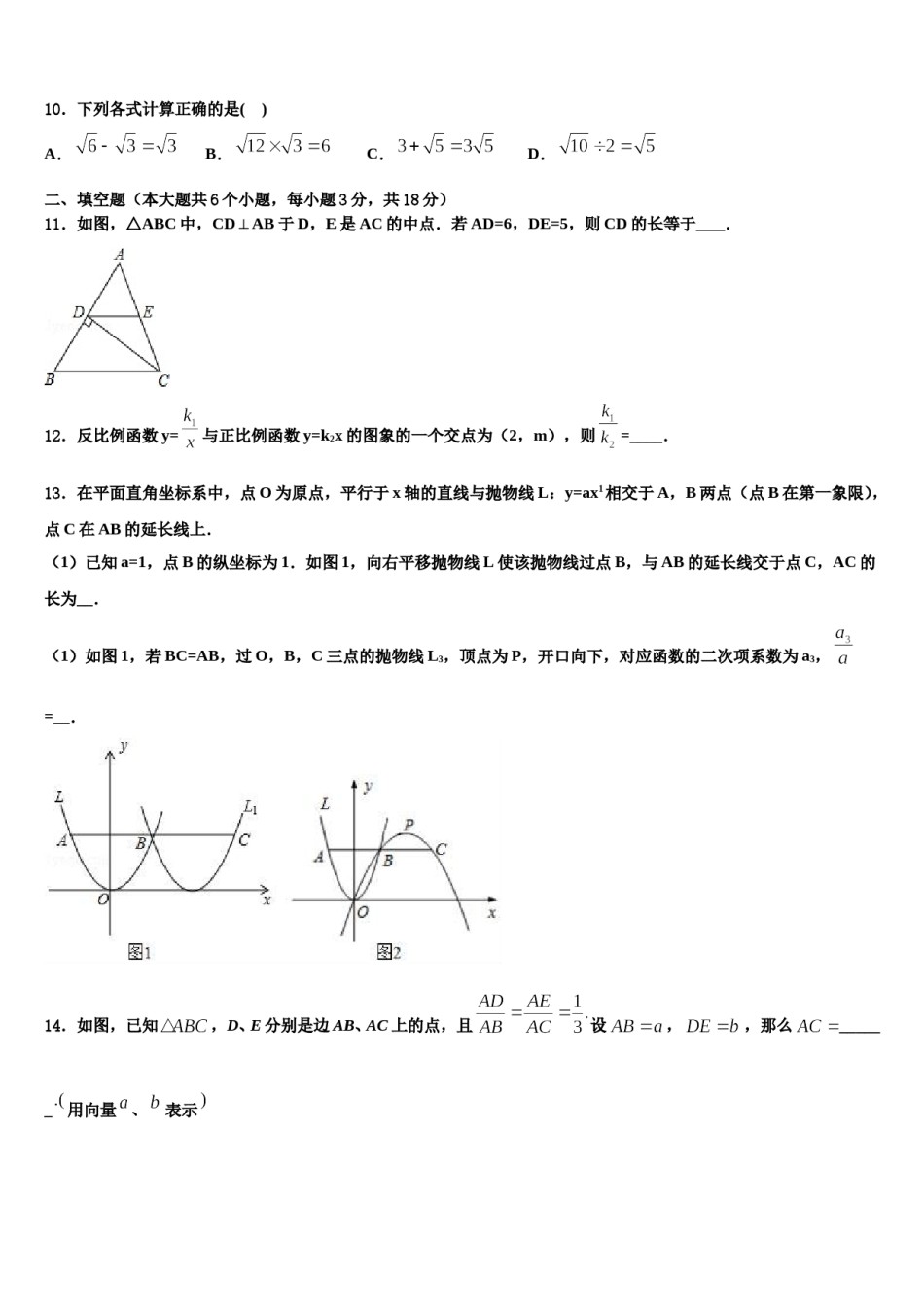 2024届福建省漳州市龙海市中考一模数学试题含解析.doc_第3页