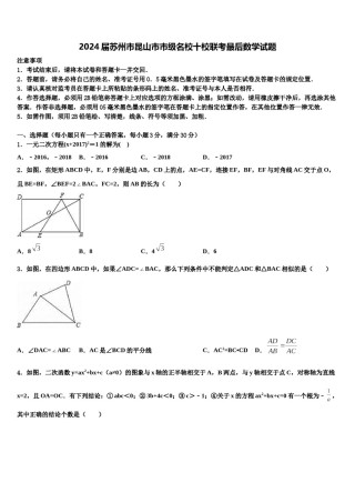 2024届苏州市昆山市市级名校十校联考最后数学试题含解析.doc