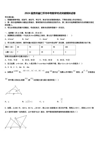 2024届贵州省仁怀市中考数学对点突破模拟试卷含解析.doc